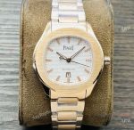 Swiss Replica Piaget POLO Extra-thin Couple Watches Rose Gold White Dial